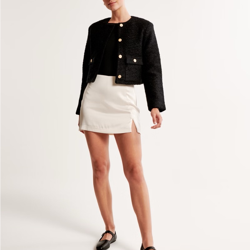 Collarless Boucle Jacket